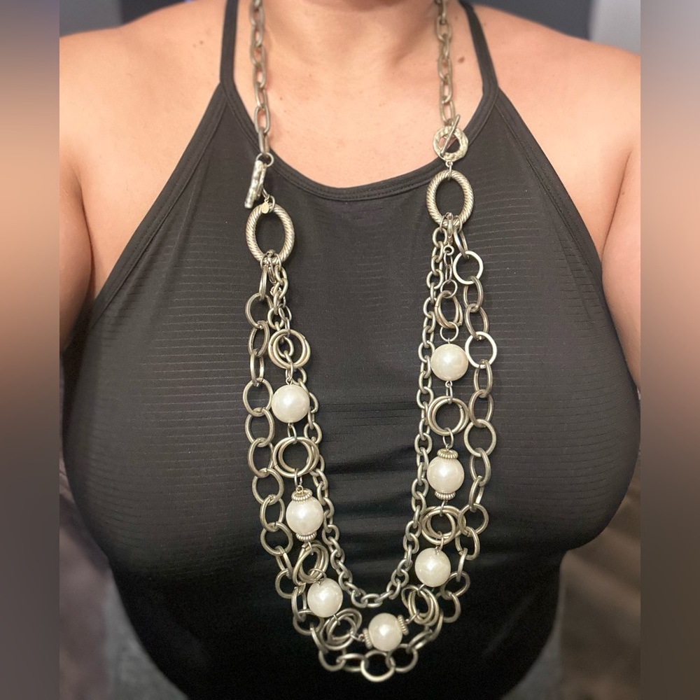 💎 PREMIER DESIGNS 💎 Faux pearls chain Statement Necklace
